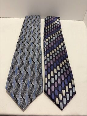 Men's Blue & Purple Patterned Tie Set - Classic Dress Ties